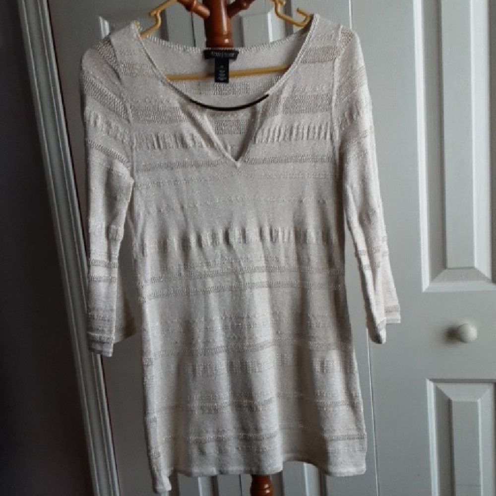 White House Black Market Cream Tunic Top